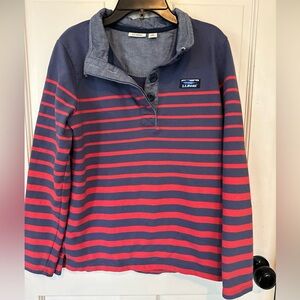 L.L. Bean Striped Long Sleeve Rugby Pullover Shirt Size SmUnisex Cotton Blue Red
